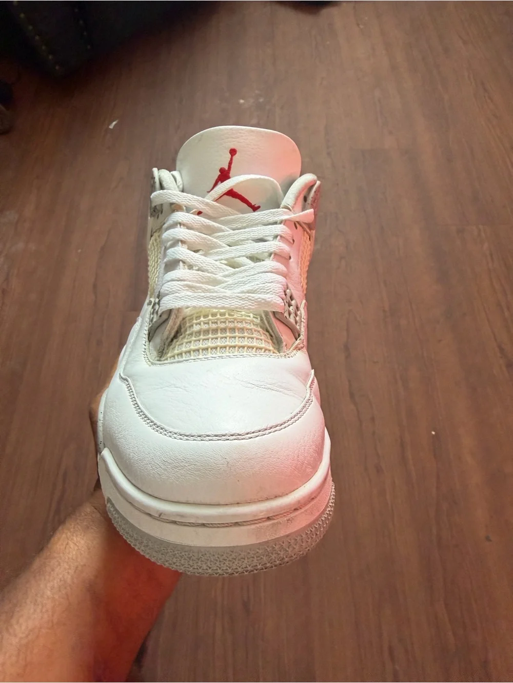 Jordan White Sneaker with Light Gray Speckle Accents